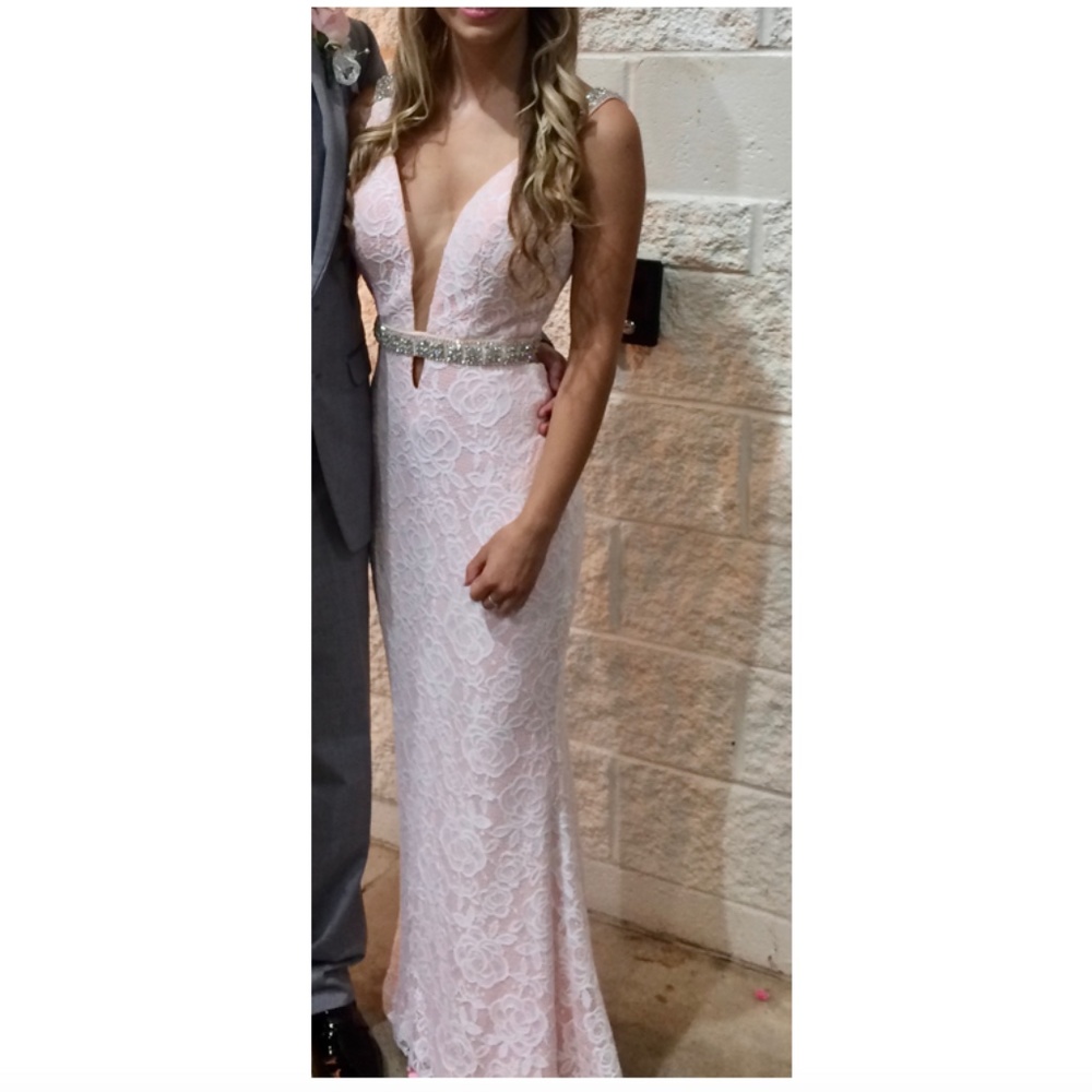 Pink and Ivory Prom Dress